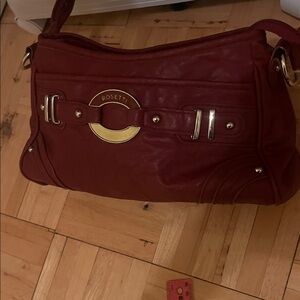 Rosetti Burgundy Shoulder Bag with Gold Accents